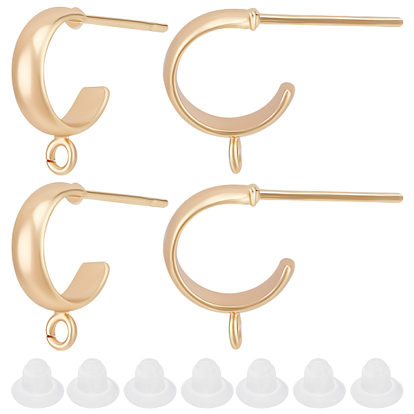 

PandaHall Beebeecraft 20Pcs Brass Stud Earring Findings, Half Hoop Earring Finding with with Vertical Loops and Steel Pins, with 40Pcs...