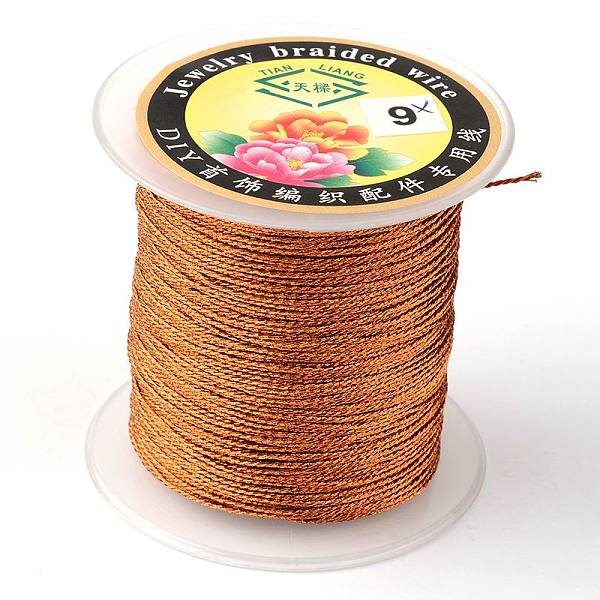 PandaHall Round Metallic Thread, 12-Ply, Chocolate, 1mm, about 54.68 yards(50m)/roll Fibre Brown