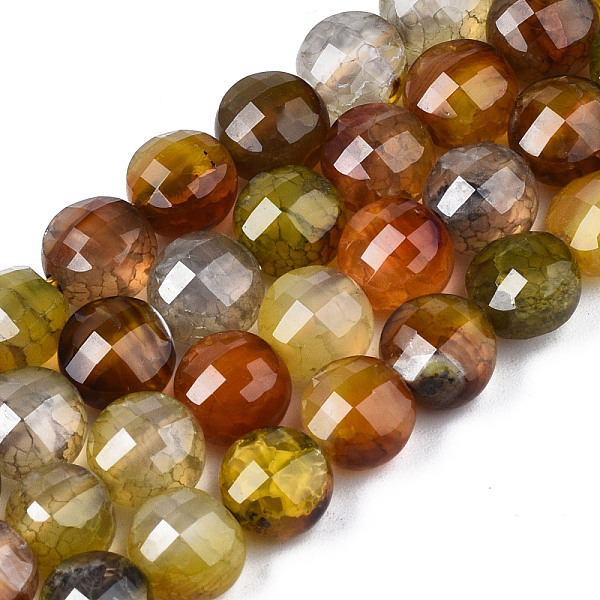 

PandaHall Natural Agate Beads Strands, Dyed & Heated, Faceted, Flat Round, Dark Khaki, 8x6.5mm, Hole: 1.2mm, about 47pcs/strand, 14.96 inch...
