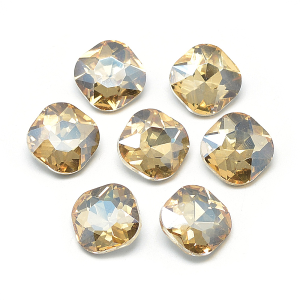

PandaHall Pointed Back Glass Rhinestone Cabochons, Faceted, Back Plated, Square, Pale Goldenrod, 10x10x4.5mm Glass Rhinestone Square Yellow