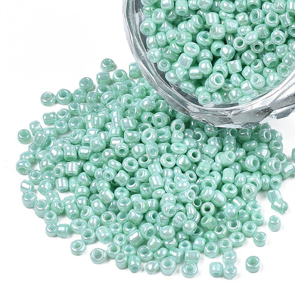 

PandaHall 12/0 Glass Seed Beads, Baking Paint, Round Hole, Round, Aquamarine, 2~3x1.5~2mm, Hole: 0.8mm, about 450g/Pound Glass Green
