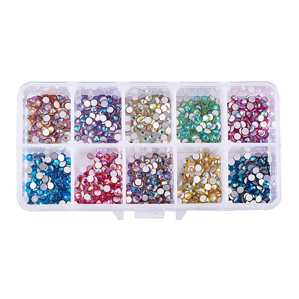 

PandaHall Glass Flat Back Rhinestone, Grade A, Back Plated, Faceted, AB Color, Half Round, Mixed Color, 13.5x7x3cm, 100pcs/color..., Multicolor