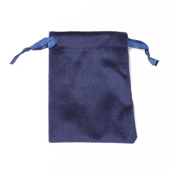 

PandaHall Velvet Jewelry Drawstring Bags, with Satin Ribbon, Rectangle, Marine Blue, 10x8x0.3cm Velvet None