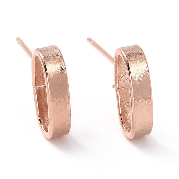 

PandaHall 201 Stainless Steel Stud Earring Findings, with Horizontal Loop and 316 Stainless Steel Pin, Oval, Real Rose Gold Plated, 12x3mm...
