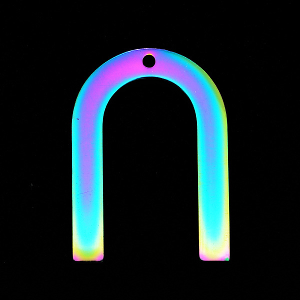 

PandaHall 201 Stainless Steel Pendants, Laser Cut, Horseshoe, Rainbow Color, 28x20x1mm, Hole: 1.6mm 201 Stainless Steel Others