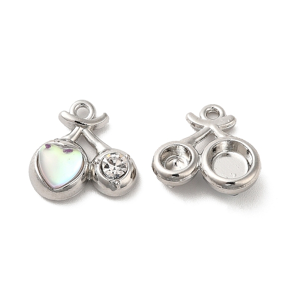 

PandaHall Alloy Pendant, with Glass, Platinum, Lead Free & Cadmium Free, Cherry Charm, Clear, 14x15x5mm, Hole: 1.5mm Alloy+Glass Cherry...