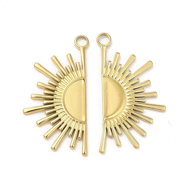 

PandaHall Ion Plating(IP) 304 Stainless Steel Pendants, Half Sun Charm, Real 18K Gold Plated, 33x18x1.5mm, Hole: 3mm 304 Stainless Steel Sun