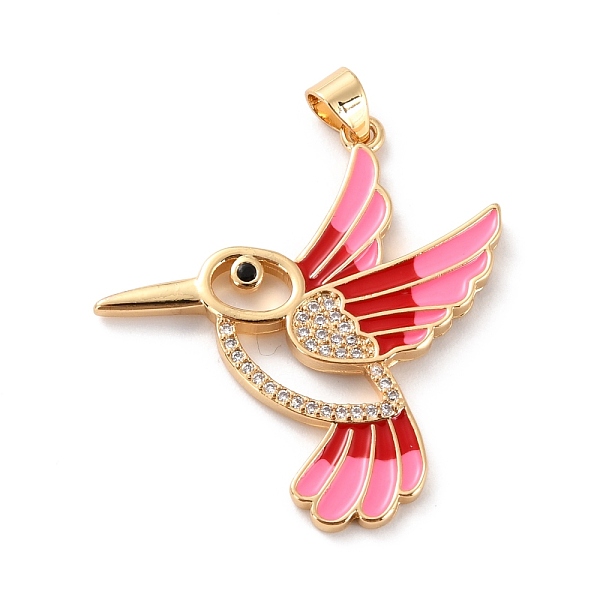 

PandaHall Brass Micro Pave Clear Cubic Zirconia Pendants, with Enamel, Long-Lasting Plated, Real 18K Gold Plated, Bird, FireBrick..., Red