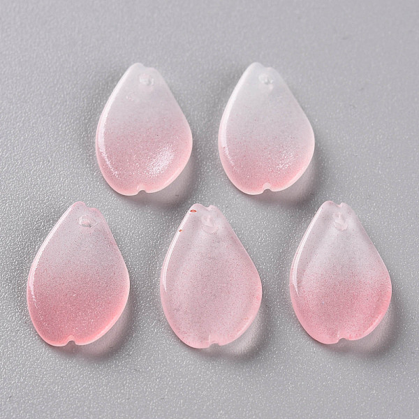 

PandaHall Two Tone Transparent Spray Painted Glass Pendants, Petaline, Pink, 16x9.5x2mm, Hole: 1mm Glass Petaline Pink