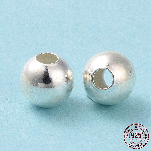 

PandaHall 925 Sterling Silver Spacer Beads, Round, Silver, 4mm, Hole: 1.4~1.5mm Sterling Silver Round Silver