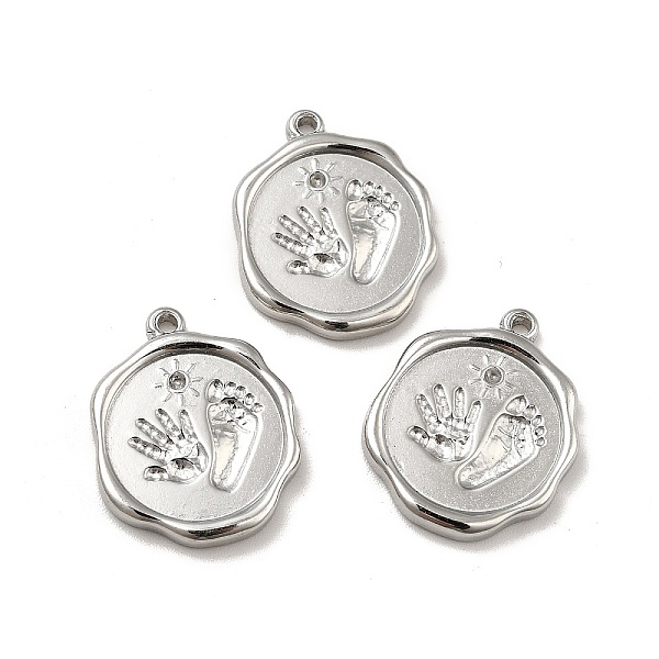 

PandaHall 304 Stainless Steel Pendant Rhinestone Settings, Flat Round with Palm & Foot Print, Stainless Steel Color, Fit for 1mm Rhinestone...