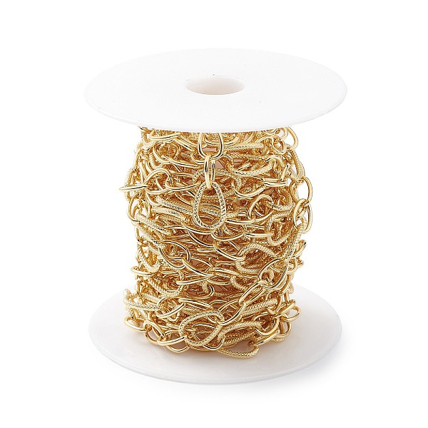 

PandaHall Rack Plating Brass Teardrop Link Chain, Lead Free & Cadmium Free, Unwelded, with Spool, Real 18K Gold Plated, 15x10.5x2mm...
