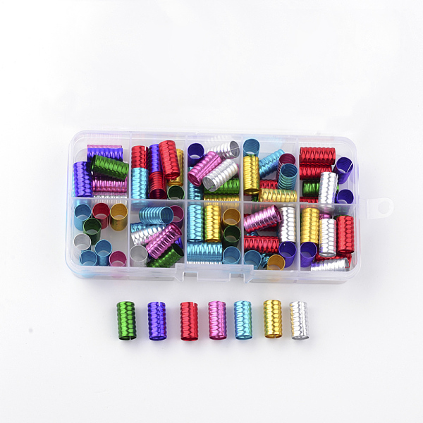 

PandaHall Aluminum Dreadlocks Beads Hair Decoration, Hair Coil Cuffs, Mixed Color, 15~16x8mm, Hole: 7mm, about 90pcs/box Aluminum Multicolor