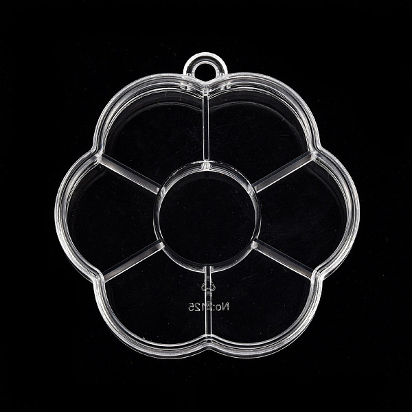 

PandaHall Plastic Bead Storage Containers, 7 Compartments, Flower, Clear, 8.2x7.95x1.6cm, Hole: 6mm Plastic Flower Clear