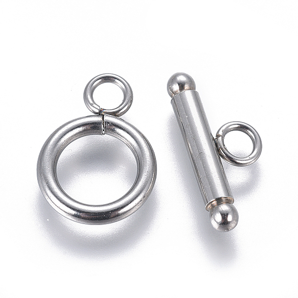 

PandaHall 304 Stainless Steel Toggle Clasps, Ring, Stainless Steel Color, 16.5x12x2mm, Hole: 3mm, Inner Diameter: 8mm, Bar: 18x7.5x3mm, Hole...