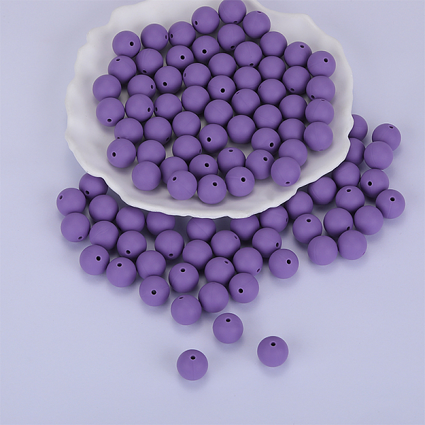 

PandaHall Round Silicone Focal Beads, Chewing Beads For Teethers, DIY Nursing Necklaces Making, Blue Violet, 15mm, Hole: 2mm Silicone Round