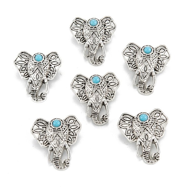 

PandaHall Tibetan Style Alloy Pendants, with Plastic Cabochon, Elephant, Antique Silver, 22x20x7.5mm, Hole: 1.6mm Alloy Elephant Cyan