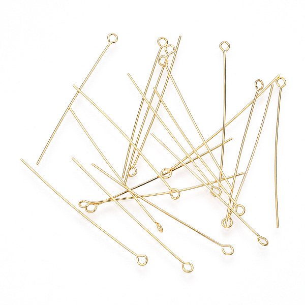 

PandaHall Brass Eye Pin, Long-Lasting Plated, Real Gold Plated, Nickel Free, Real 18K Gold Plated, 24 Gauge, 40mm, Hole: 1.6mm, Pin: 0.5mm...