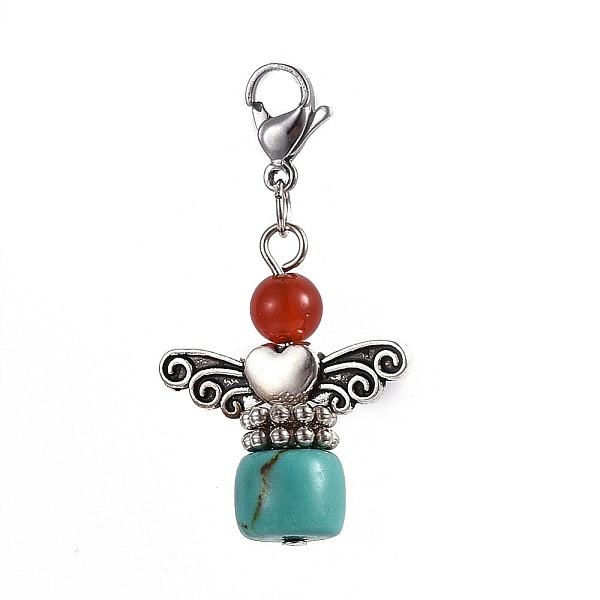 

PandaHall Natural & Synthetic Mixed Stone Pendants, with 304 Stainless Steel Lobster Claw Clasps, CCB Beads, Wing, Antique Silver & Platinum...