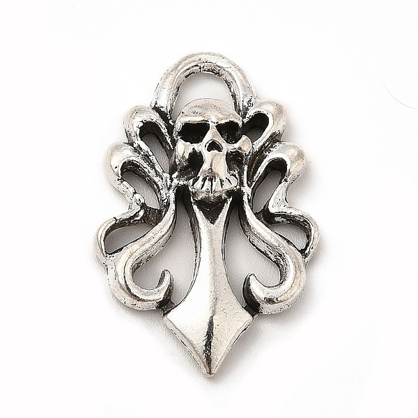 

PandaHall Tibetan Style Alloy Pendants, Skull Charm, Antique Silver, 26x17x5mm, Hole: 3.5x4.5mm Alloy Skull