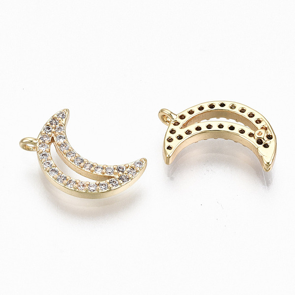 

PandaHall Brass Micro Pave Clear Cubic Zirconia Charms, Nickel Free, Moon, Real 18K Gold Plated, 13.5x8.5x2mm, Hole: 0.8mm Brass+Cubic...