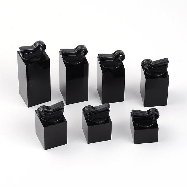 

PandaHall 7Pcs 7 Size Acrylic Ring Display Frames Set, Rectangle, Black, 1.9~2x2.15x2.6~5.55cm, 7pcs/set Acrylic Black