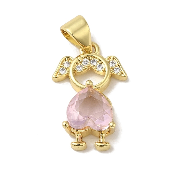 

PandaHall Rack Plating Brass Micro Pave Cubic Zirconia Pendants, with Glass, Cadmium Free & Lead Free, Long-Lasting Plated, Gir, Pink, Real...