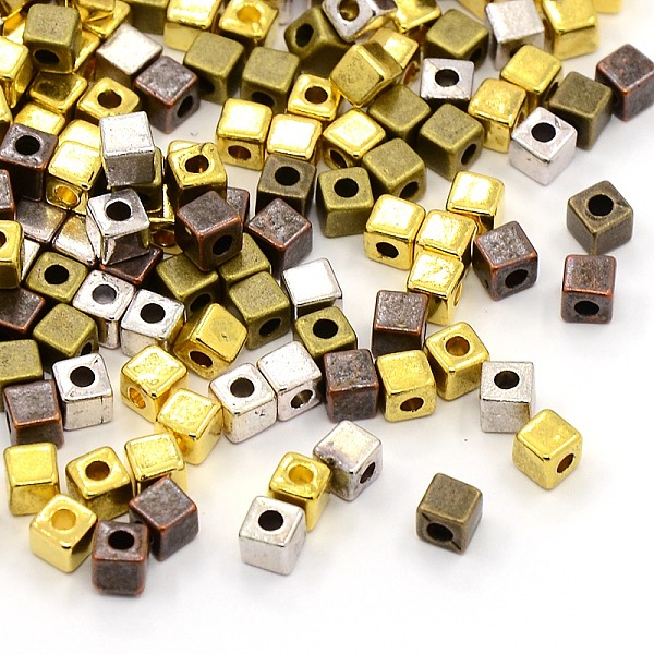 

PandaHall Tibetan Style Alloy Cube Spacer Beads, Cadmium Free & Nickel Free & Lead Free, Mixed Color, 4x4x4mm, Hole: 2mm, about 640pcs/200g...