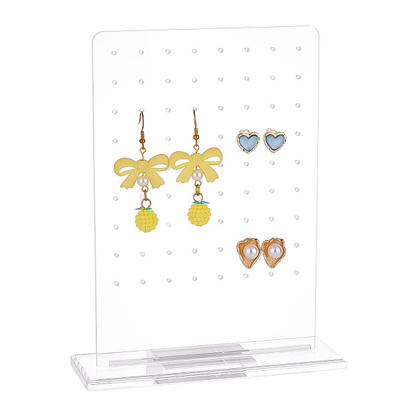 

PandaHall Transparent Acrylic Earring Display Stands, Earring Organizer Holder, Rectangle, Clear, 14x5x18cm, Hole: 1.8mm Acrylic Clear