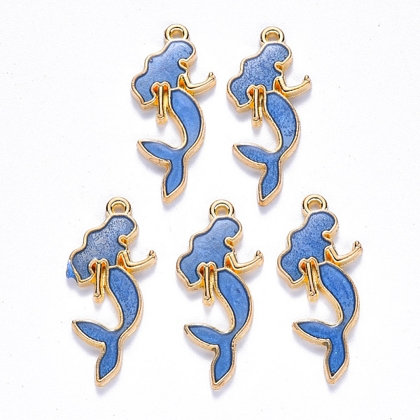

PandaHall Alloy Enamel Pendants, Mermaid, Light Gold, Cornflower Blue, 29x12.5x2mm, Hole: 1.4mm Alloy+Enamel Fish Blue