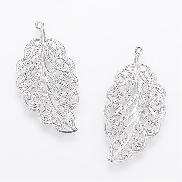

PandaHall 304 Stainless Steel Pendants, Hollow, Leaf, Stainless Steel Color, 34x17x1mm, Hole: 1mm 304 Stainless Steel Leaf