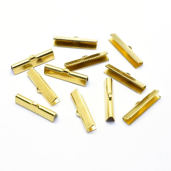 

PandaHall Brass Ribbon Crimp Ends, Lead Free & Cadmium Free & Nickel Free, Raw(Unplated), 25x7mm, Hole: 1x3mm Brass