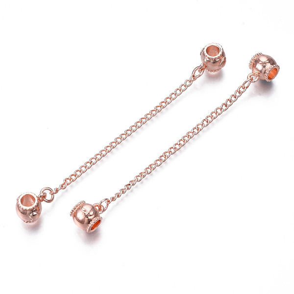 

PandaHall Rack Plating Alloy European Dangle Charms, with Chain, Large Hole Beads, Cadmium Free & Lead Free, Double Barrels, Rose Gold...