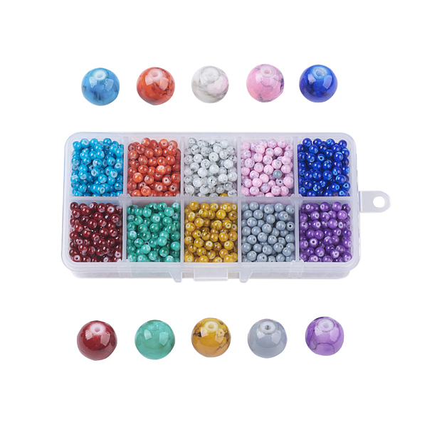 PandaHall Drawbench Glass Beads, Round, Mixed Color, 4~5x4mm, Hole: 1mm; about 215~220pcs/comparment, 2150~2200pcs/box; packaging box... PandaHall Drawbench Glass Beads, Round, Mixed Color, 4~5x4mm, Hole: 1mm; about 215~220pcs/comparment, 2150~2200pcs/box; packaging box...