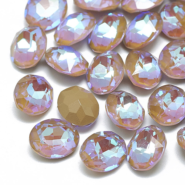 PandaHall Pointed Back K9 Glass Rhinestone Cabochons, Back Plated, Fluorescent, Oval, Greige, 10x8x5mm Glass Rhinestone Oval PandaHall Pointed Back K9 Glass Rhinestone Cabochons, Back Plated, Fluorescent, Oval, Greige, 10x8x5mm Glass Rhinestone Oval