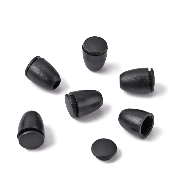 

PandaHall Plastic Cord End, End Cap with Flat Round Plug, Cone, Black, 12x8mm, Hole: 3.3mm Plastic Black