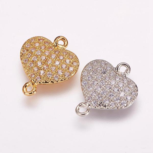 

PandaHall Brass Micro Pave Cubic Zirconia Links, Heart, Mixed Color, 13.5x11.5x2mm, Hole: 1mm Brass+Cubic Zirconia Heart Multicolor