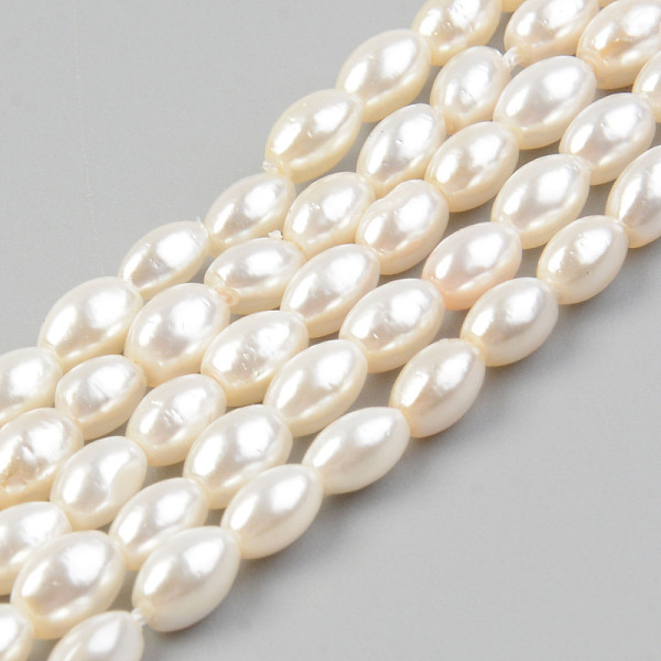 

PandaHall Electroplate Natural Freshwater Shell Beads Strands, Rice, Seashell Color, 5.5x3.5mm, Hole: 0.8mm, about 72~75pcs/strand, 15.16...