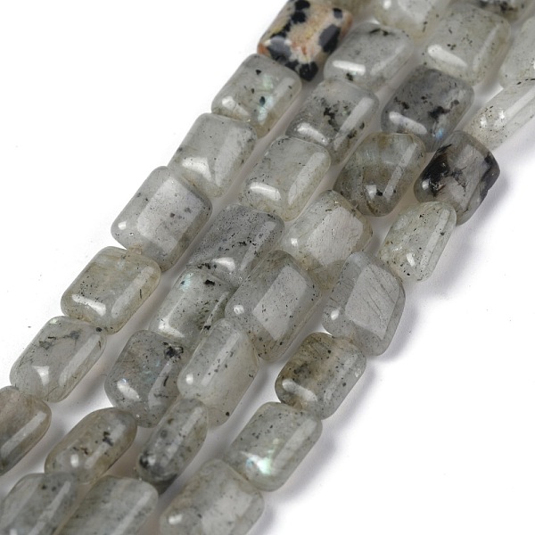PandaHall Natural Grey Labradorite Beads Strands, Cuboid, 8x5.6~6x2.5~4mm, Hole: 1mm, about 44~52pcs/strand, 14.96~15.74 inch(38~40cm)...