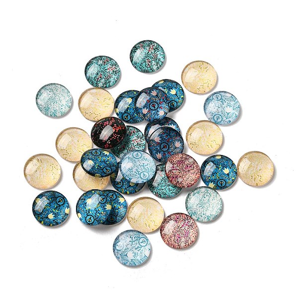 

PandaHall Flatback Half Round/Dome Flower and Plants Pattern Glass Cabochons, for DIY Projects, Mixed Color, 20x5.5mm Glass Half Round..., Multicolor