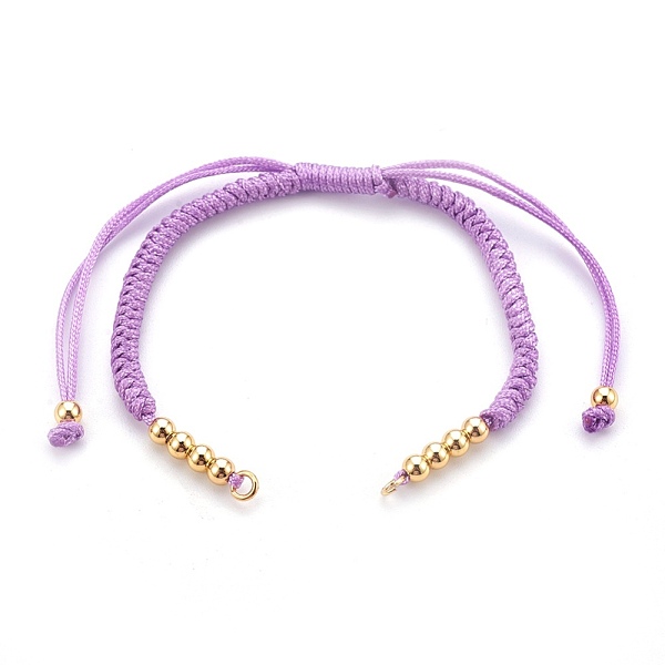 

PandaHall Nylon Cord Braided Bracelet Making, with Brass Beads, Golden, Plum, 10-1/4 inch~11-7/8 inch(26~30cm), 3mm Nylon Purple