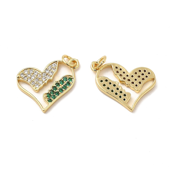 

PandaHall Brass Micro Pave Cubic Zirconia Pendants, with Jump Ring, Heart with Lover's Face Charm, for Valentine's Day, Real 18K Gold Plated...