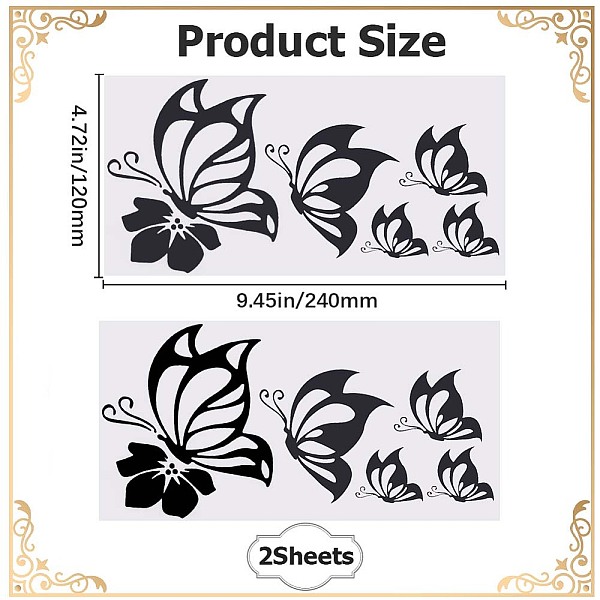 

PandaHall Laser PET Waterproof Car Stickers, Self-Adhesive Decals, for Vehicle Decoration, Butterfly, Black, 240x120x0.4mm PET Butterfly...