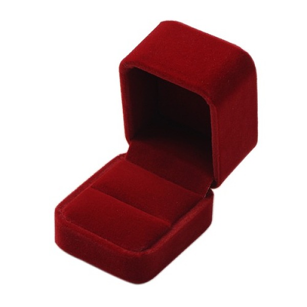 

PandaHall Velvet Ring Boxes, Jewelry Gift Boxes, with Plastic, Rectangle, Dark Red, 60x50x47mm Velvet Rectangle