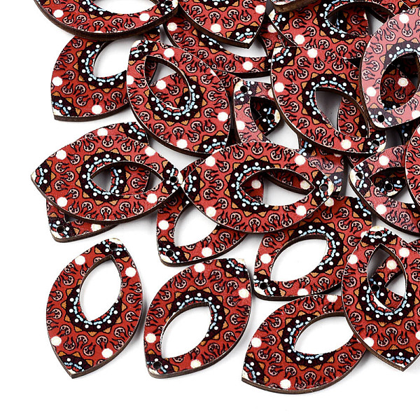 

PandaHall Printed Basswood Pendants, Back Random Color, Horse Eye, Red, 34.5x21.5x3mm, Hole: 1.5mm Wood Horse Eye Red