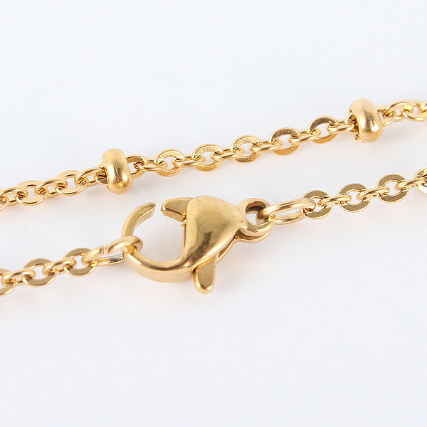 

PandaHall 304 Stainless Steel Chain Necklaces, with Lobster Claw Clasps, Golden, 17.7 inch(44.9cm), 3mm 304 Stainless Steel