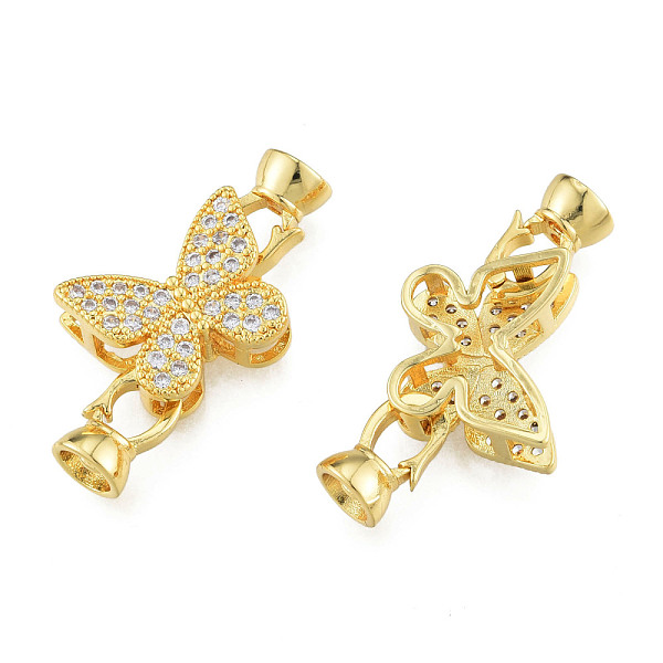 

PandaHall Brass Micro Pave Clear Cubic Zirconia Fold Over Clasps, Nickel Free, Butterfly, Real 14K Gold Plated, 31.5mm, Clasp: 11x6.5x6mm...