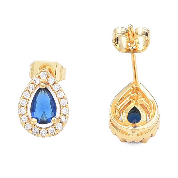 

PandaHall Cubic Zirconia Teardrop Stud Earrings, Golden Brass Jewelry for Women, Nickel Free, Royal Blue, 11x8mm, Pin: 0.7mm Cubic Zirconia...
