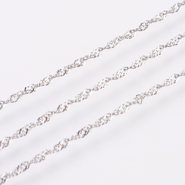 

PandaHall 304 Stainless Steel Singapore Chains, Water Wave Chains, with Spool, Soldered, Stainless Steel Color, 1.8x0.3mm, about 32.8 Feet...