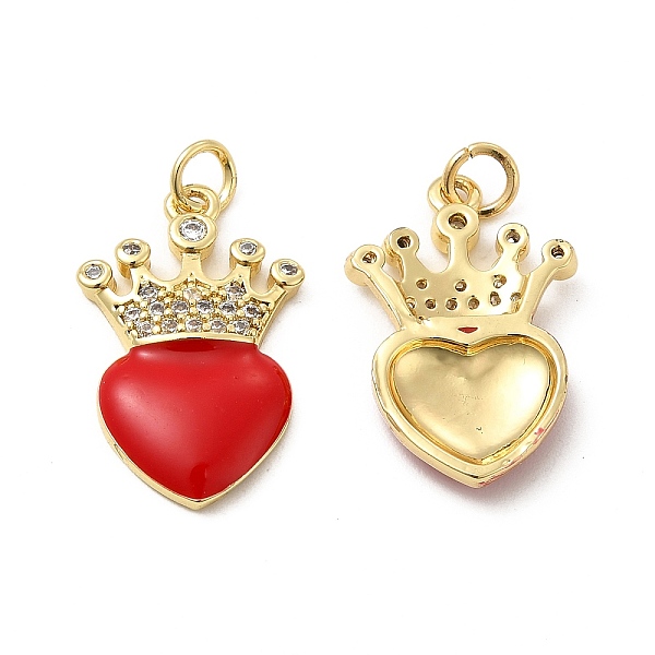

PandaHall Real 18K Gold Plated Brass Micro Pave Clear Cubic Zirconia Pendants, with Jump Ring & Enamel, Heart with Crown Charm, Blue...